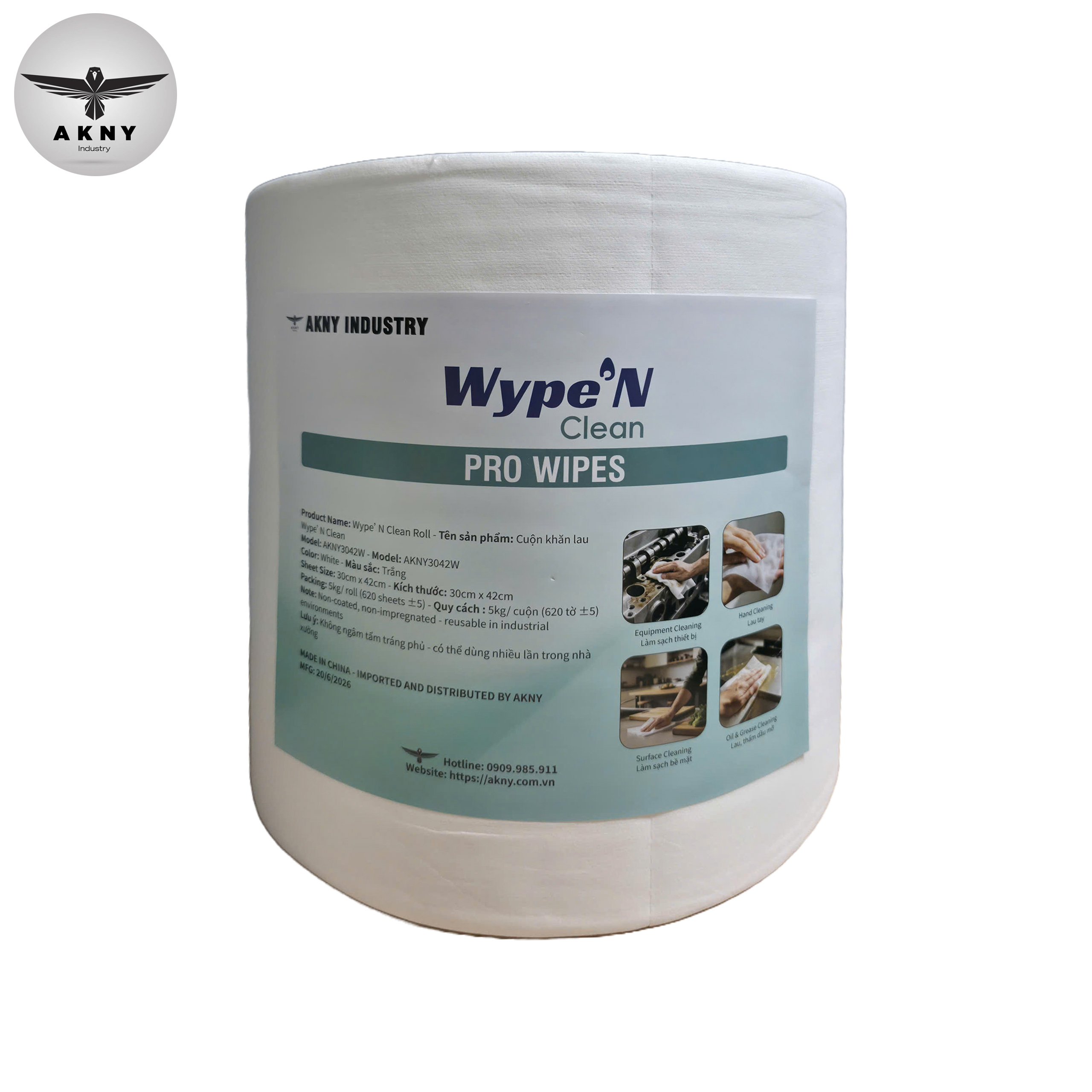 Cuộn Khăn Lau Công Nghiệp WYPE'N CLEAN ROLL – MODEL AKNY3042W